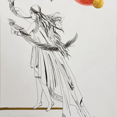 Artemis. Mixed media on paper. 70x50 cm.
